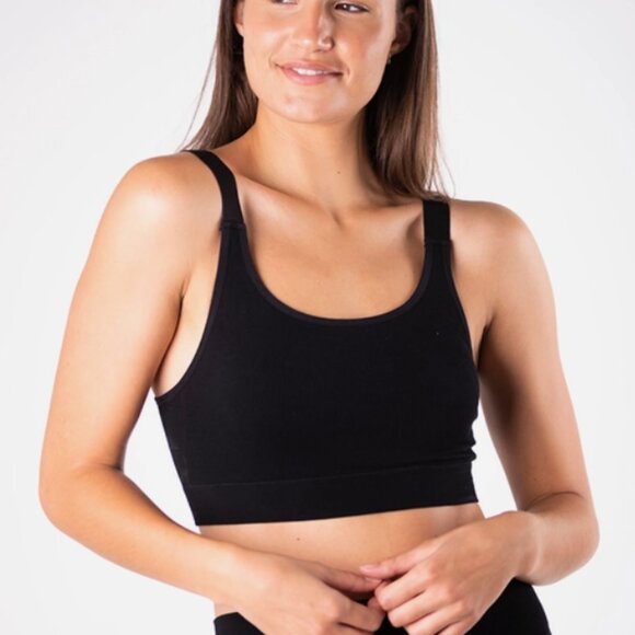 Large Black Ribbed Bamboo Bralette - Picture 1 of 2